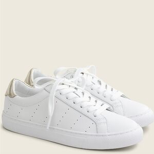 JCREW Road Trip HTF Leather LoTop Sneakers Gold Accent (W9)